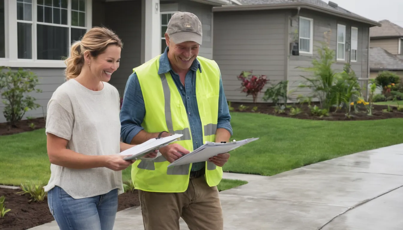 A homeowner reviewing a written concrete quote with a local provider